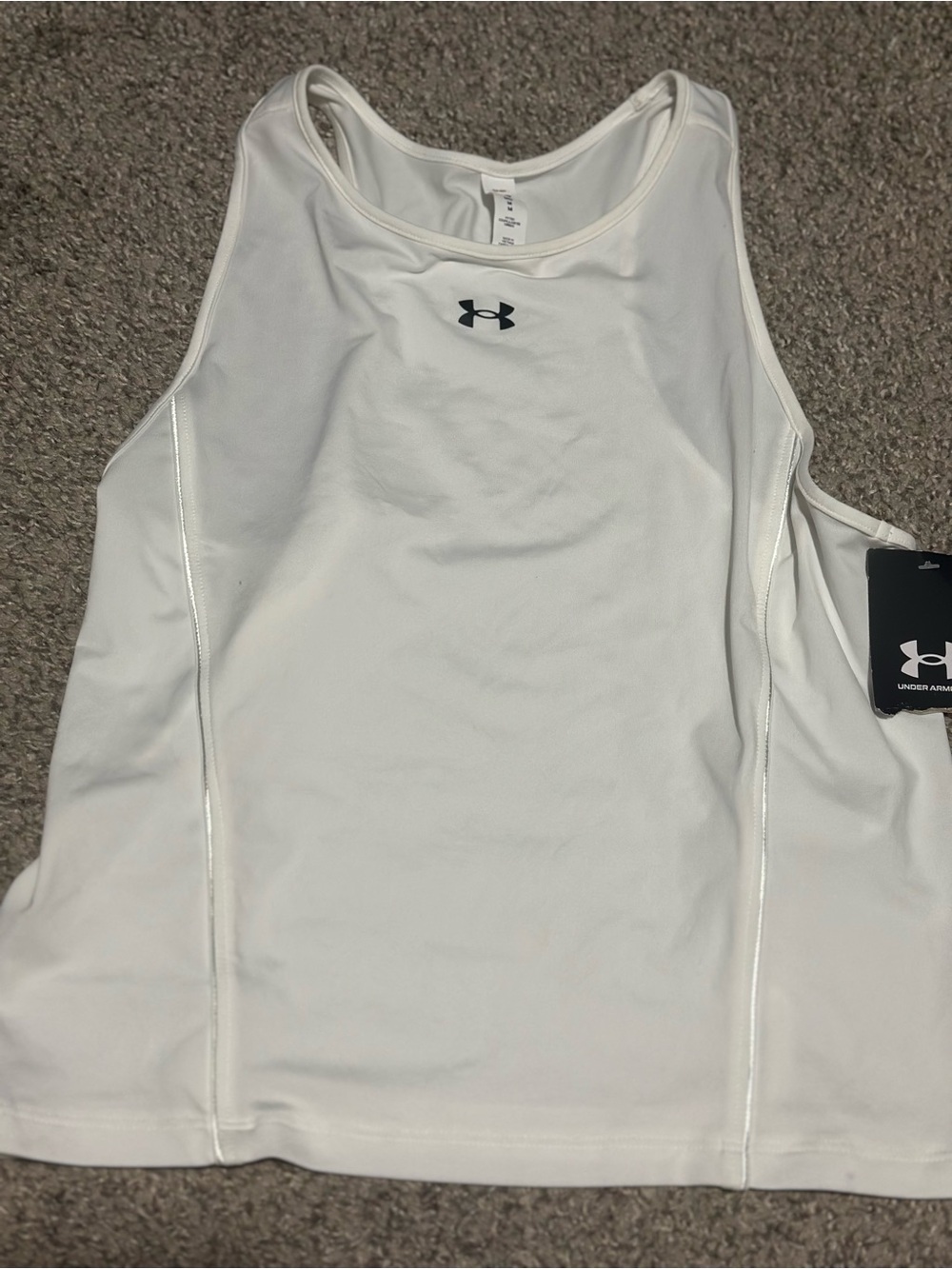 Under Armour White Tank Top with Black Logo